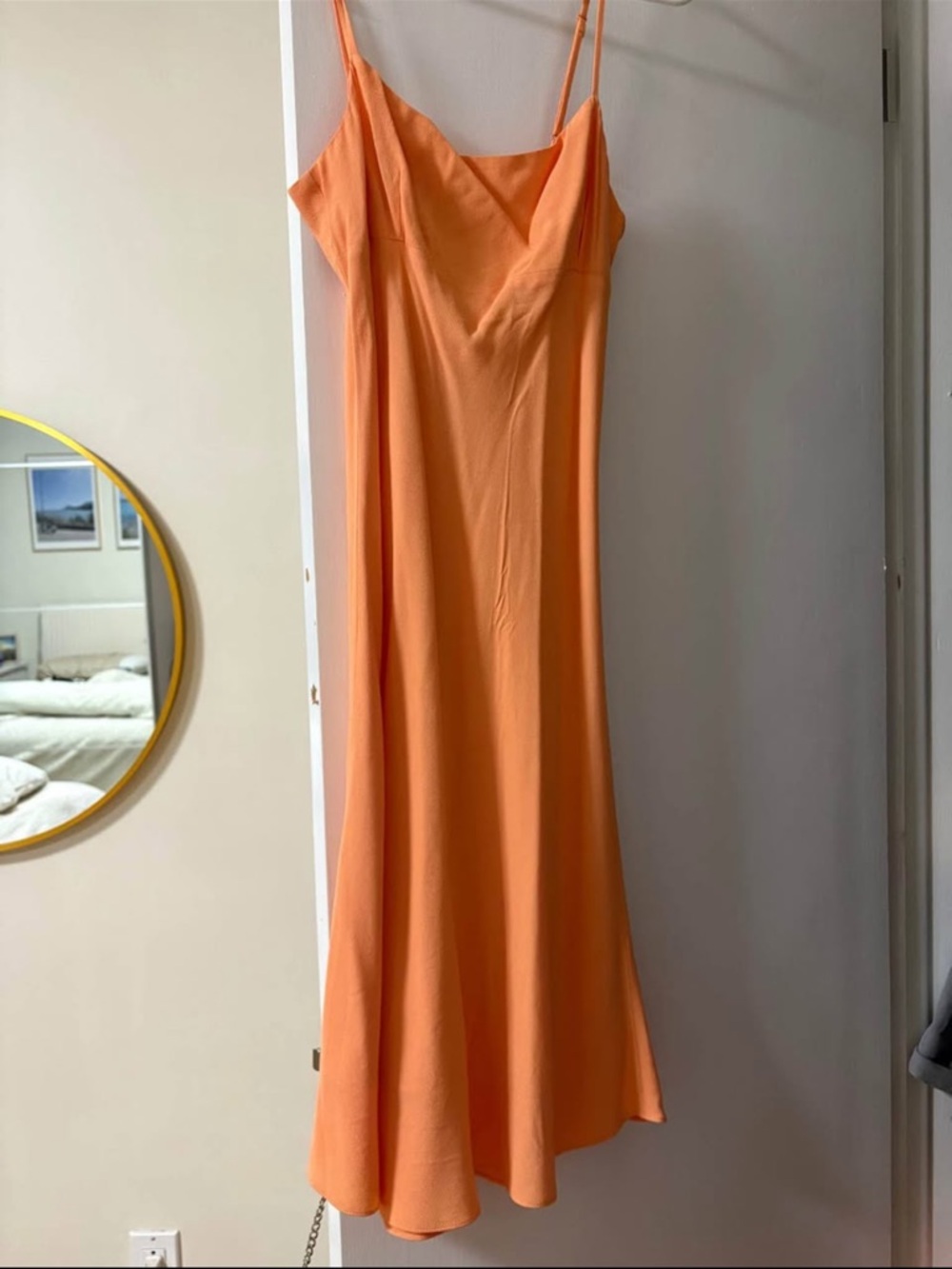 Sunday Best Orange Slip Dress with Spaghetti Straps